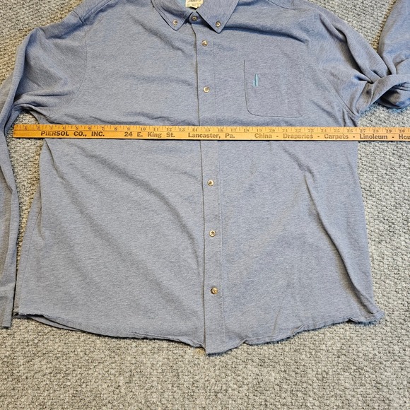 johnnie-O 2XL Blue Long Sleeve Button Down Shirt Mens Casual Pocket Golf - Picture 5 of 7